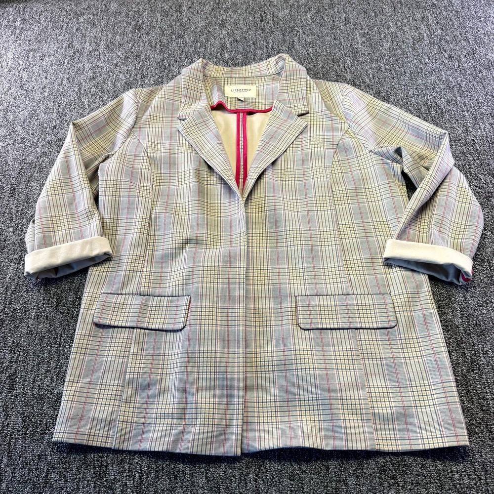 Liverpool Los Angeles Boyfriend Blazer Jacket Womens 1X Multicolor Glen Plaid